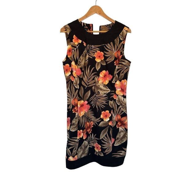 AB Studio Tropical Floral Sleeveless Shift Dress Size 12 Vibrant‎ Summer - Picture 2 of 8